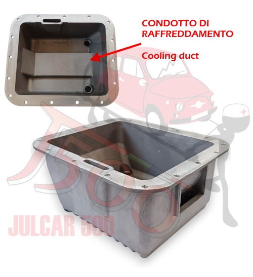 Coppa olio in alluminio da 3,5 litri con condotto raffreddamento Fiat 500-126 - immagine 2