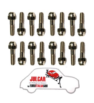 Kit 16 bulloni testa tonda fissaggio cerchio in lega Fiat 500