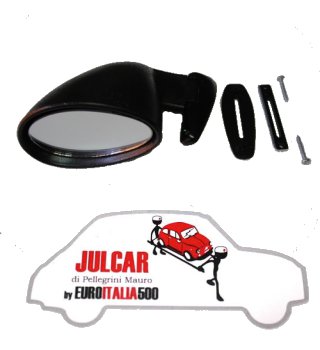 Specchio esterno in plastica nera sinistro con guarnizione tipo Californian Fiat 500