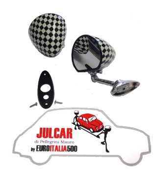 Specchio esterno a goccia a scacchi con guarnizione e fissaggio a vite Fiat 500