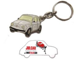 Portachiavi metallo bianco Fiat 500