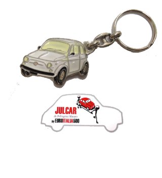 Portachiavi metallo bianco Fiat 500