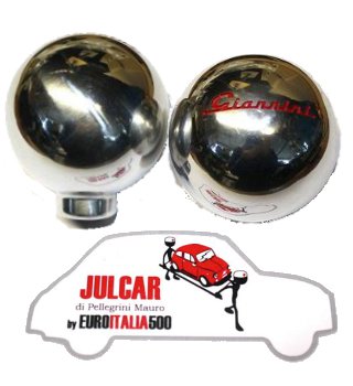 Pomello marce tondo cromato con scritta Giannini Fiat 500