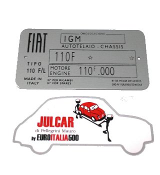 Targhetta identificativa in alluminio Fiat 500 L