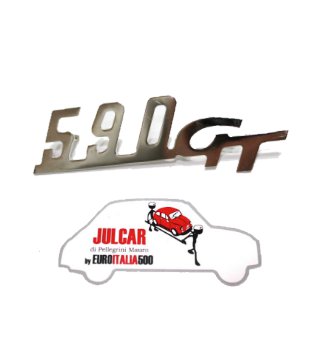 Scritta cromata Giannini 590 GT per cruscotto 6,8 x 2,2 cm Fiat 500