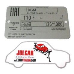 Targhetta identificativa in alluminio Fiat 500 R