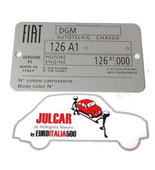 Targhetta identificativa in alluminio Fiat 126