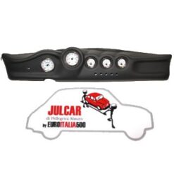Cruscotto sportivo lungo completo di strumenti in vetro resina rivestito in pelle Fiat 500