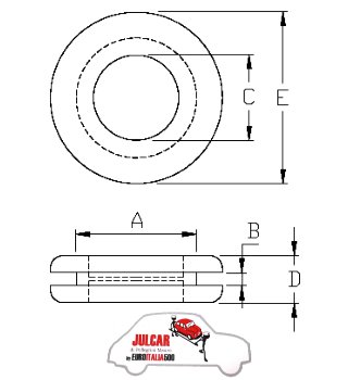 Gommino passacavo per foro da 20 mm Fiat 500
