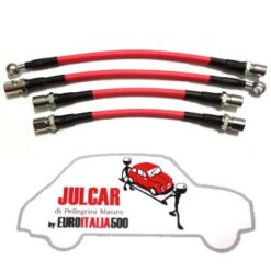 Kit tubi freno flessibili aeronautici Avio rossi Fiat 500