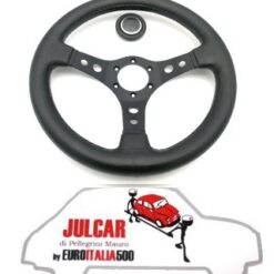 Volante sportivo con clacson tutto nero diametro 330 mm Fiat 500/126