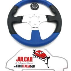 Volante sportivo con clacson nero e blu diametro 330 mm Fiat 500/126