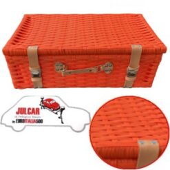 Valigia cestino in plastica intrecciata arancione Fiat 500