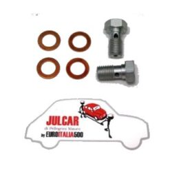 Coppia bulloni raccordo tubo freno anteriore Fiat 500/126