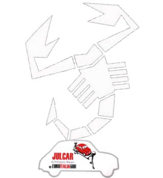 Adesivo cofano anteriore scorpione 10 cm Abarth bianco Fiat 500