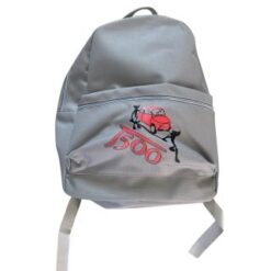 Zaino in poliestere grigio con tasca frontale e logo 500