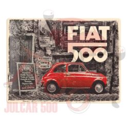 Insegna in metallo in rilievo 40x30cm Fiat 500