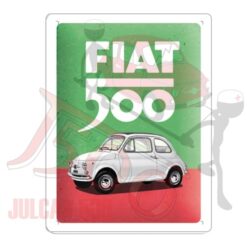 Insegna in metallo tricolore 15x20cm Fiat 500