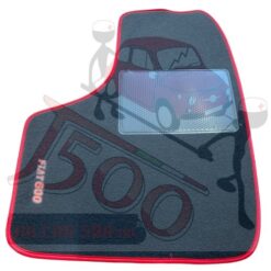 Kit sovratappeti in moquette nero con bordo rosso Fiat 600