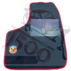 Kit sovratappeti in moquette nero con bordo rosso Fiat 600