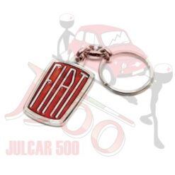 Portachiavi in metallo con sfondo rosso Fiat 500