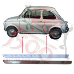 Coppia modanature sottoporta in acciaio Fiat 500 My Car Francis Lombardi