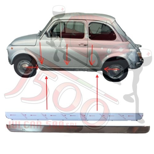 Coppia modanature sottoporta in acciaio Fiat 500 My Car Francis Lombardi