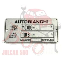 Targhetta identificativa in alluminio Autobianchi Bianchina Trasformabile