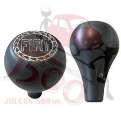Pomello leva marce in metallo colore rosso con logo Fiat 500