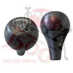 Pomello leva marce in metallo colore rosso con logo Fiat 500