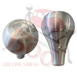 Pomello leva marce in metallo colore rosso con logo Fiat 500