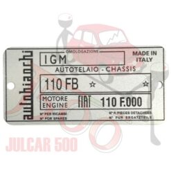 Targhetta identificativa in alluminio Autobianchi Bianchina Berlina
