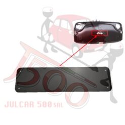 Supporto targa anteriore in metallo verniciato nero per montaggio su calandra Fiat 500