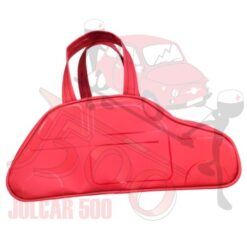 Borsa a mano rossa con sagoma Fiat 500