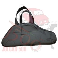 Borsa a mano nera con sagoma Fiat 500