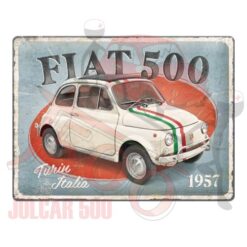 Insegna in metallo in rilievo 40x30cm Fiat 500