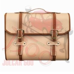 Valigia marrone con fibbie color oro per portapacchi Fiat 500
