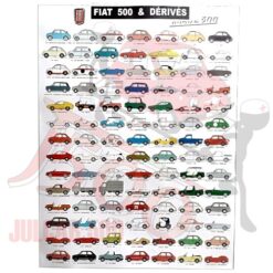 Poster illustrativo " Fiat 500 & derives" 80x60cm