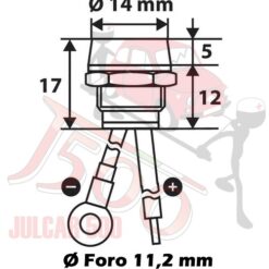 Spia verde a Led in ottone cromato 15A Fiat 500-126-600-Panda