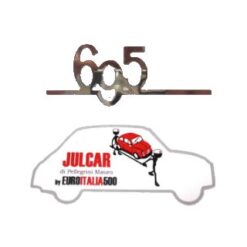 Scritta cromata 695 Abarth per cruscotto 8,8 x 3 cm