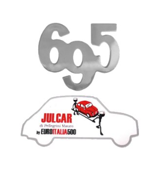 Scritta cromata 695 Abarth per cofano motore 6,2 x 5 cm