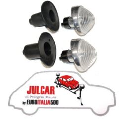 Coppia fanalini anteriori completi con base in alluminio Fiat 500 N/D-600