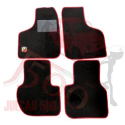 Kit sovratappeti in moquette nero con bordo rosso Fiat 600 Abarth