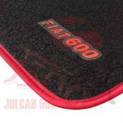 Alternative view of Kit sovratappeti in moquette nero con bordo rosso Fiat 600