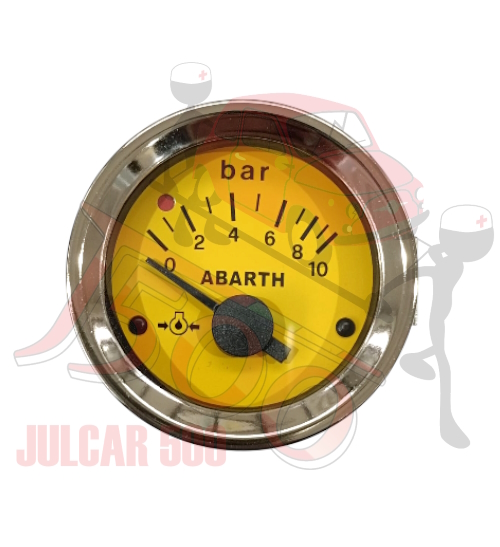 Strumento pressione olio Abarth giallo con taratura VDO 0-10 Bar Ø 52 mm Fiat 500-126
