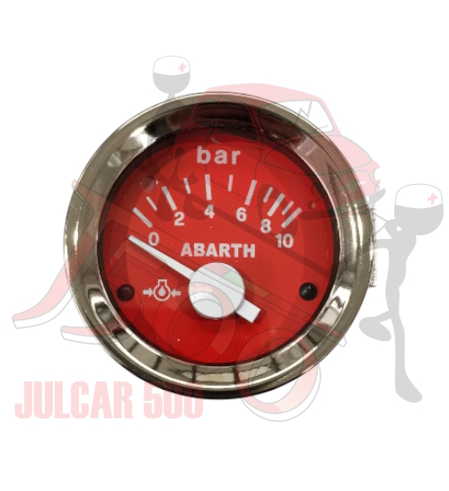 Strumento pressione olio Abarth rosso con taratura VDO 0-10 Bar Ø 52 mm Fiat 500-126